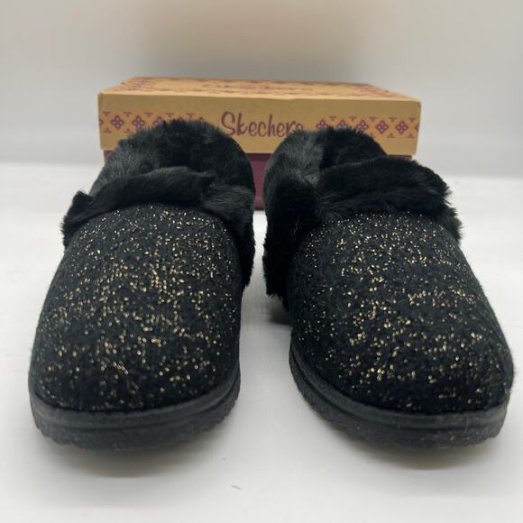 Skechers Slipper Womens Size 6 Wide Black Cozy Lite Sparkle Knit Sweet Walk - Picture 3 of 10